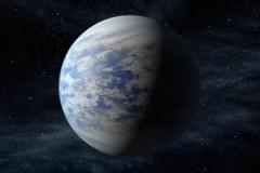 The artist's concept depicts Kepler-69c, a super-Earth-size planet in the habitable zone of a star like our sun, located about 2