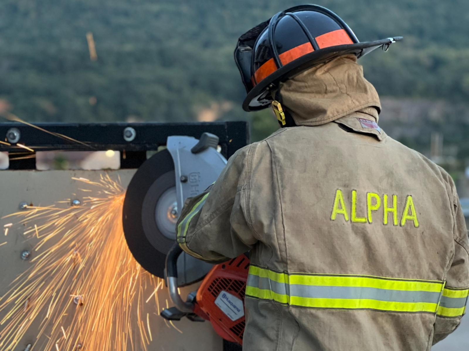 Kara Stover during training with Alpha Fire Company