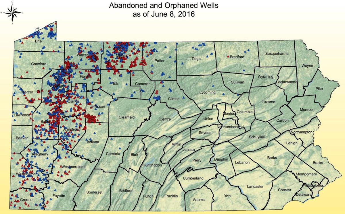 Map of abandoned wells