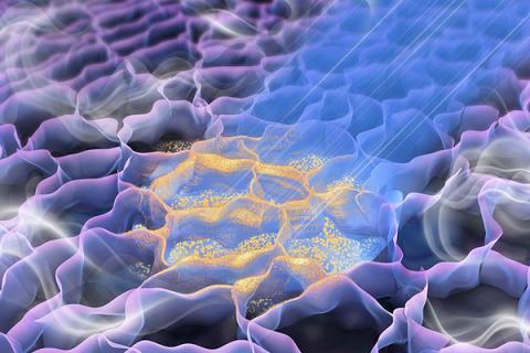 A graphic representation of the laser-induced graphene foam gas sensor during manufacturing