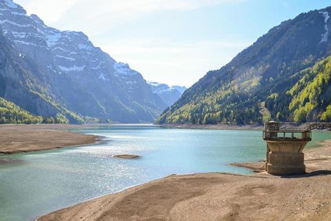 A drought-stricken reservoir. 