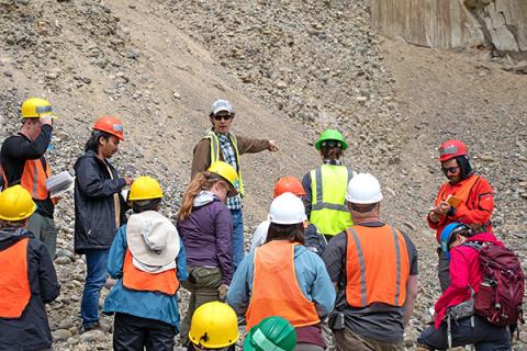 Roman DiBiase, assistant professor of geosciences, leads a field exercise