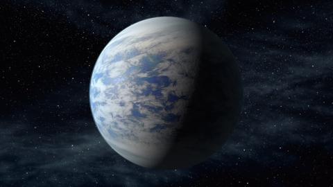 The artist's concept depicts Kepler-69c, a super-Earth-size planet in the habitable zone of a star like our sun, located about 2