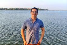 Tim Prestby, an incoming doctoral student in the Department of Geography, at Lake Monona, Wisconsin