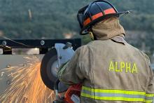 Kara Stover during training with Alpha Fire Company.